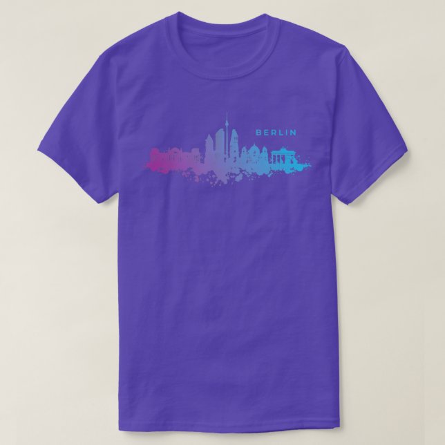 Berlin Watercolor Skyline T-Shirt (Design Front)