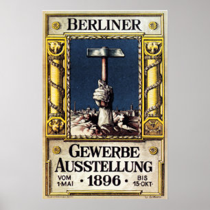 BERLINER Gewerbe Ausstellung 1896 Trade Exposition Poster