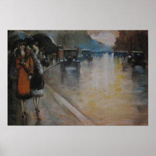 Berliner Straße im Regen Poster