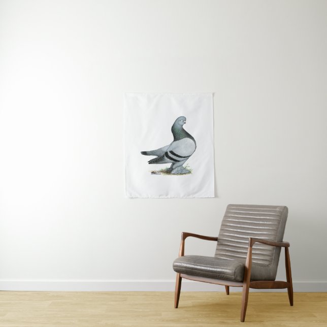 Berliner Tumbler Pigeon Blue Bar Tapestry (In Situ)