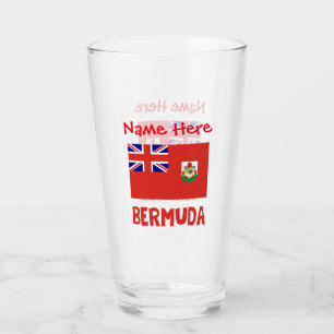 Bermuda and Bermudian Flag Red Personalisation Glass