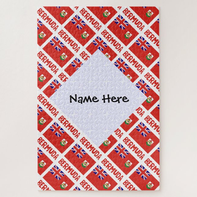 Bermuda and Bermudian Flag Tiled with Your Name Jigsaw Puzzle (Vertical)