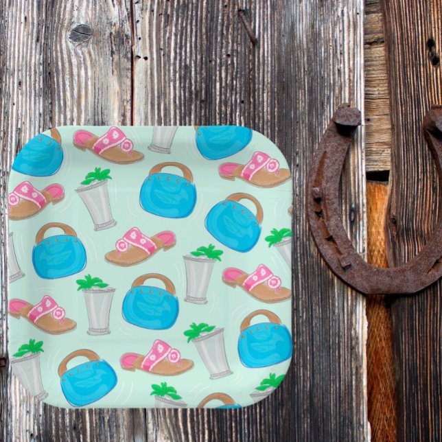 Bermuda Bag Sandals Mint Julep Preppy Paper Plate (Creator Uploaded)