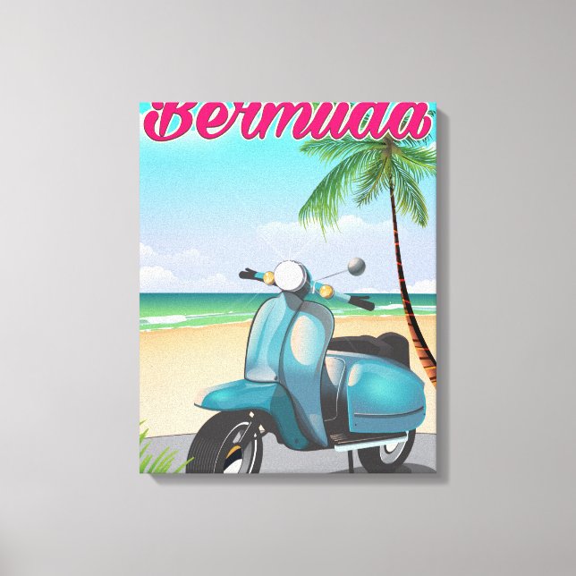 Bermuda Beach Scooter travel poster Canvas Print (Front)
