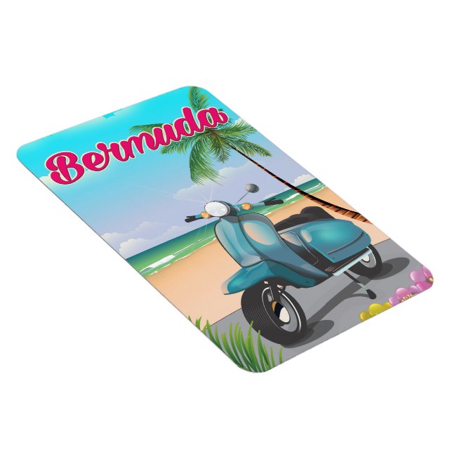 Bermuda Beach Scooter travel poster Magnet (Right Side)