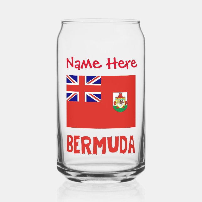 Bermuda Bermudia Flag Red Personalised Name Can Glass (Front)