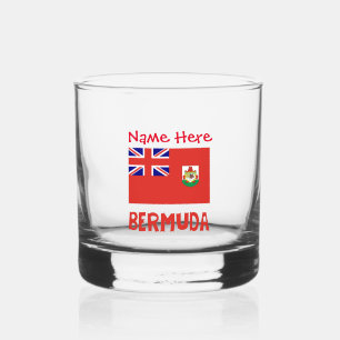 Bermuda Bermudia Flag Red Personalised Name Whiskey Glass