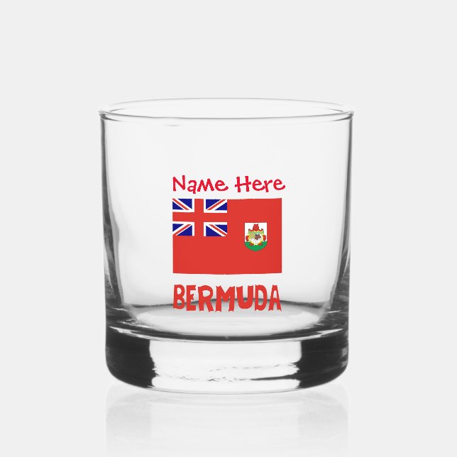 Bermuda Bermudia Flag Red Personalised Name Whiskey Glass (Front)