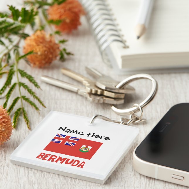 Bermuda Bermudian Flag Personalised  Key Ring (Front Right)