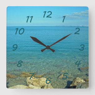 Bermuda Blue Green Waters Square Wall Clock