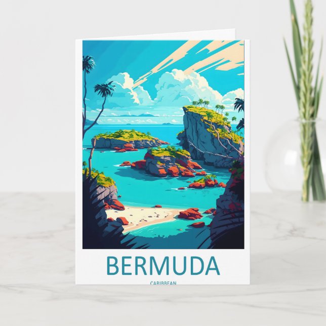 Bermuda Caribbean Travel Poster 1 Card (Front)