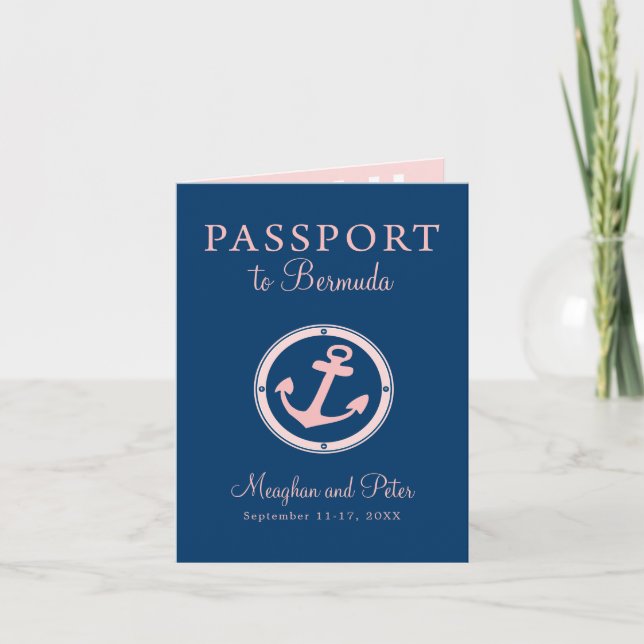 Bermuda Cruise Passport Wedding Invitation (Front)