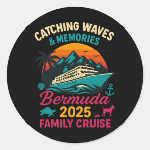 Bermuda Family Cruise 2025 Vacation Tee For Men Wo Classic Round Sticker