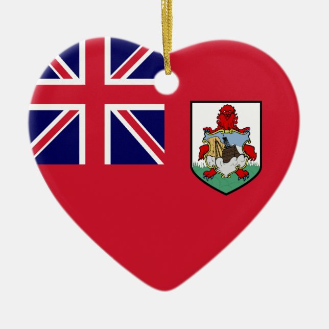 Bermuda Flag Heart Ceramic Tree Decoration (Front)