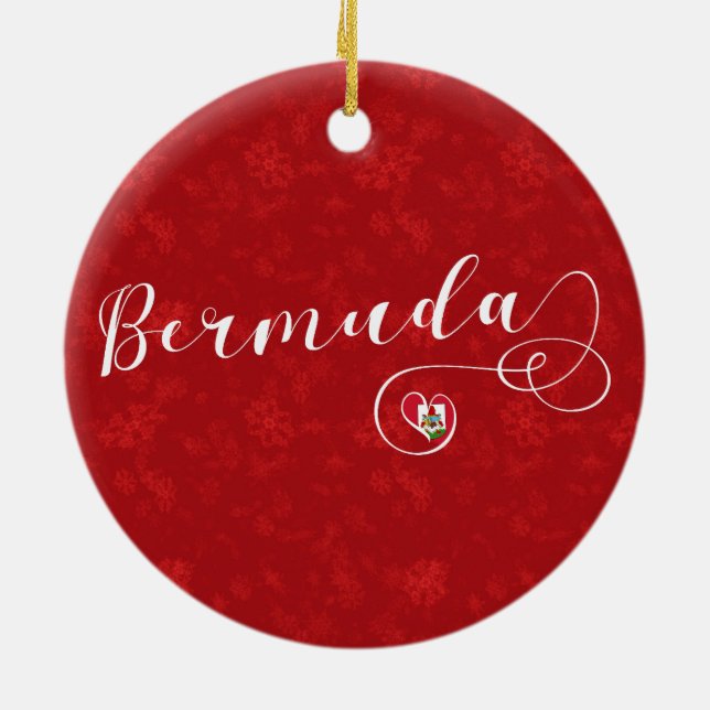 Bermuda Flag In A Heart Ceramic Tree Decoration (Back)