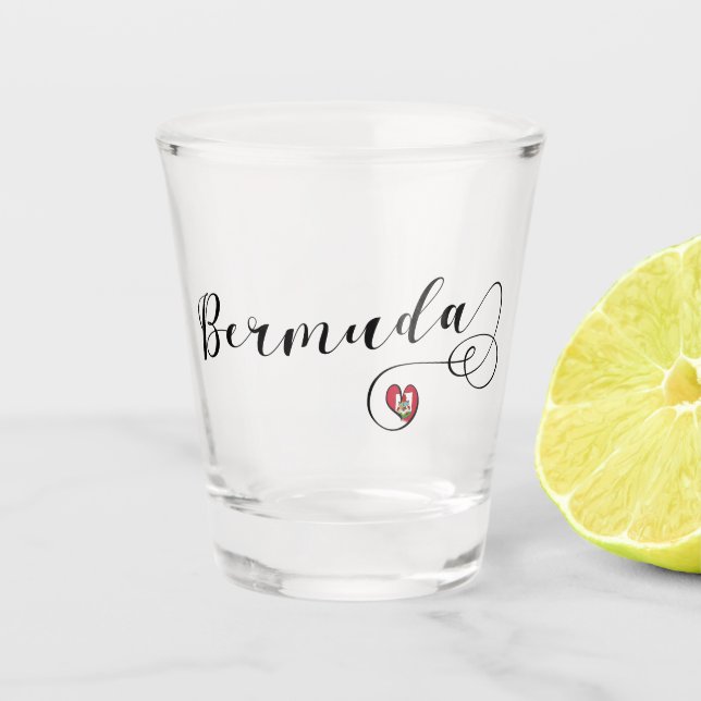 Bermuda Flag In A Heart Shot Glass (Front)
