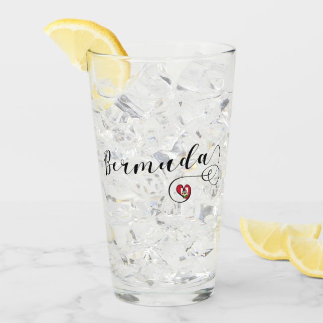 Bermuda Flag In Heart Glass (Front Ice)