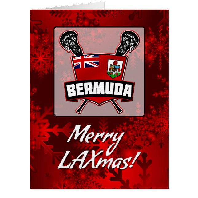Bermuda Flag Lacrosse Shield Christmas Card (Front)