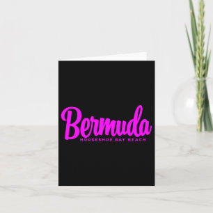 Bermuda Horsescute Ss Cute Ss Bay Beach Pink Text Card