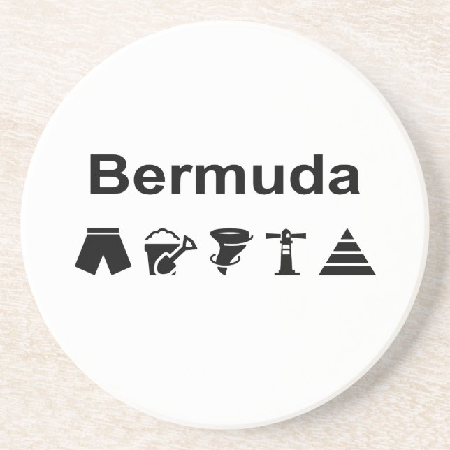 Bermuda Icons Monotone Light-Colour Coaster (Front)