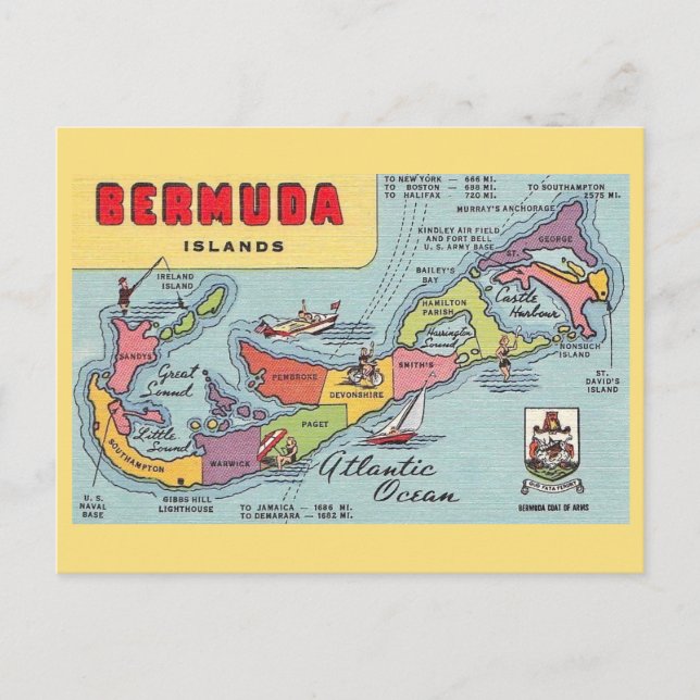 Bermuda Map Postcard (Front)