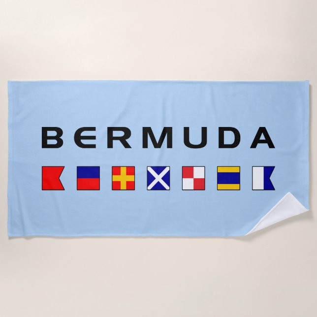 Bermuda Maritime Nautical Signal Flags Light-Colou Beach Towel (Front)