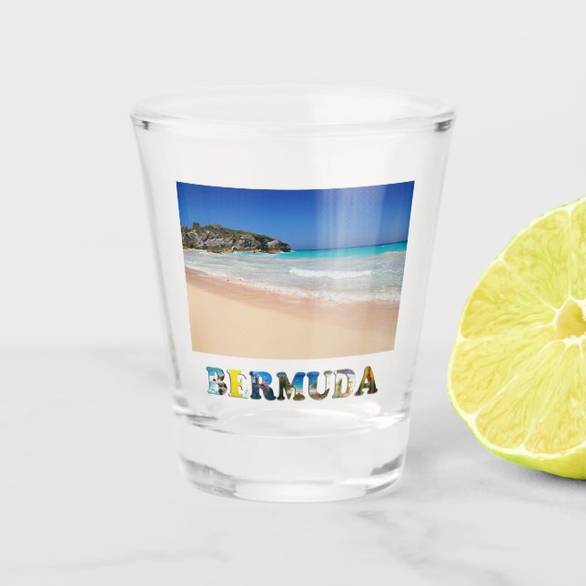 Bermuda Pink Sand Beach Horseshoe Bay Photo Shot Glass (Front)