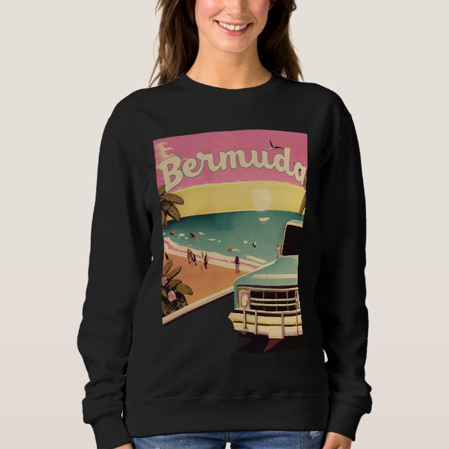 Bermuda Retro Beach Vacation Graphics Bermuda Surf Sweatshirt (Front)