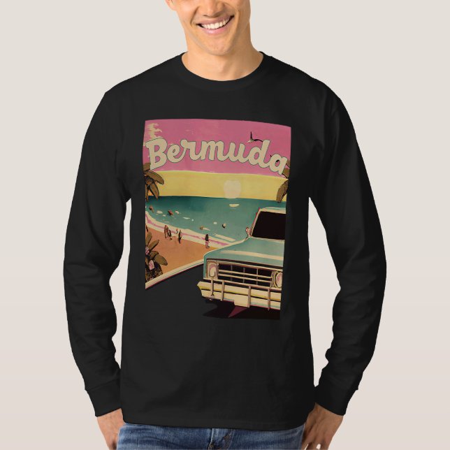 Bermuda Retro Beach Vacation Graphics Bermuda Surf T-Shirt (Front)