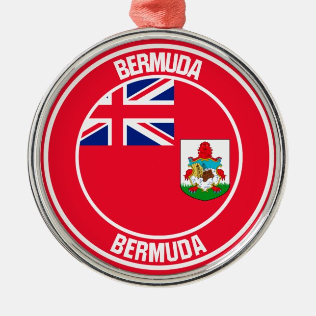Bermuda Round Emblem Metal Tree Decoration (Front)