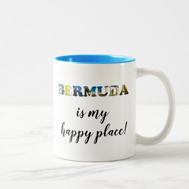 Bermuda The Beach Is My Happy Place Two-Tone Coffee Mug (Right)