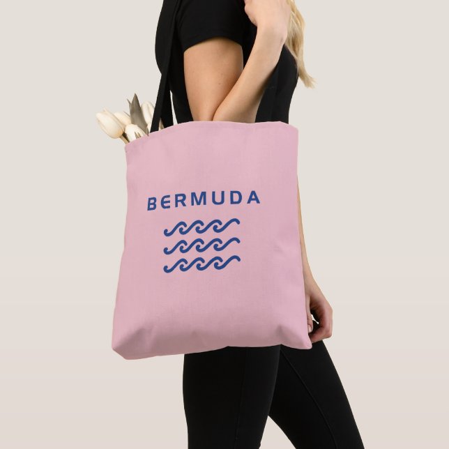 Bermuda Triple Ocean Waves Light-Colour Tote Bag (Close Up)