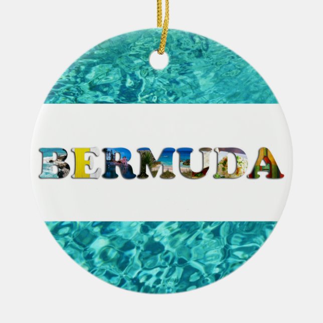 Bermuda Tropical Beach Blue Ocean Christmas Ceramic Tree Decoration (Front)