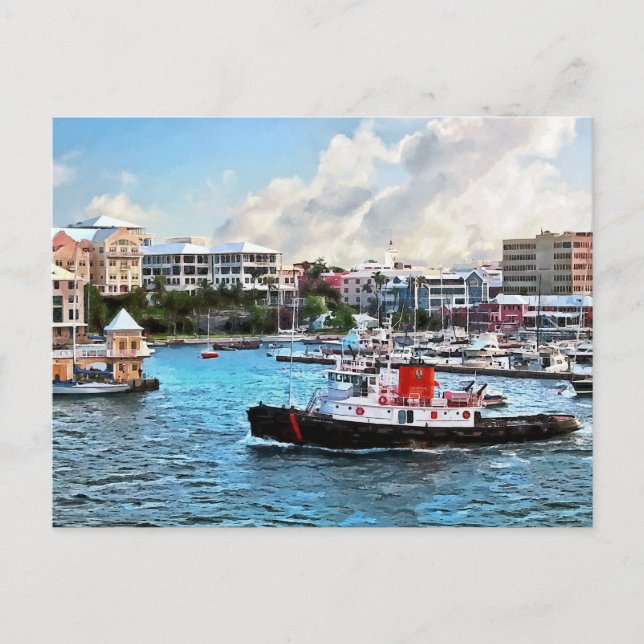 Bermuda - Tugboat Going Into Hamilton Harbour Postcard (Front)