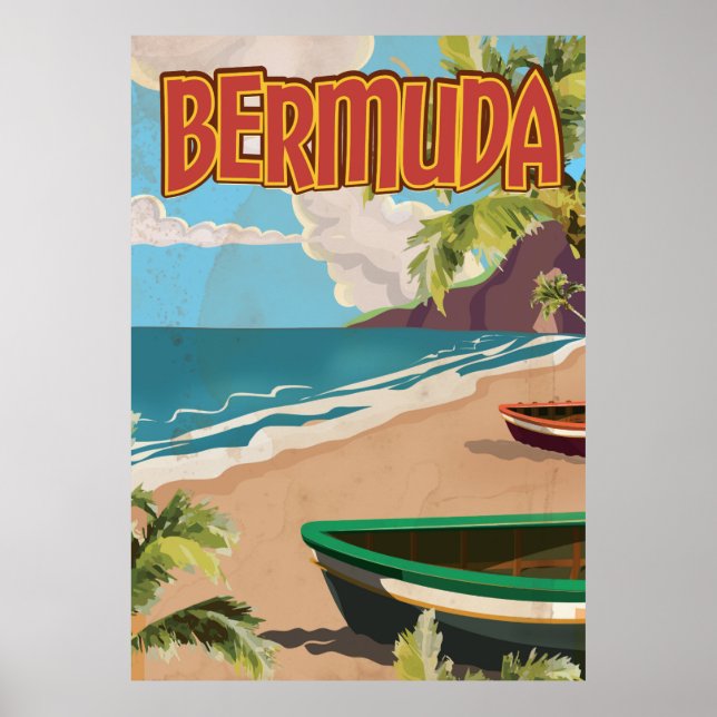 Bermuda vintage fun travel poster print (Front)