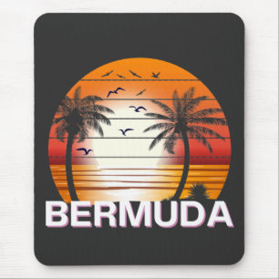 Bermuda Vintage Palm Trees Summer Beach Mouse Pad