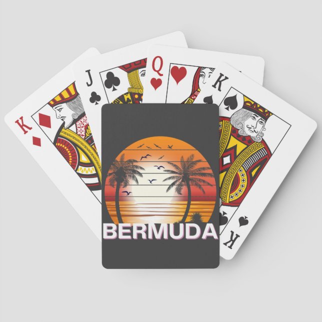 Bermuda Vintage Palm Trees Summer Beach Playing Cards (Back)
