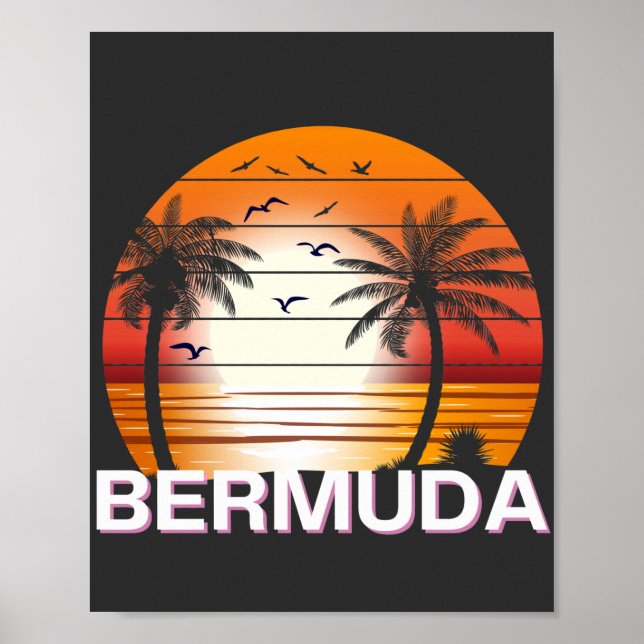 Bermuda Vintage Palm Trees Summer Beach Poster (Front)