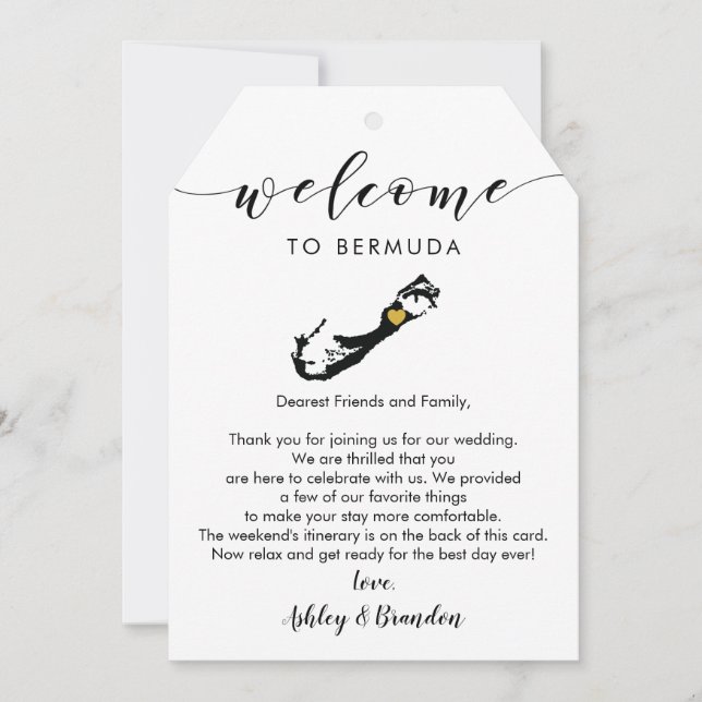Bermuda Wedding Welcome Tag, Letter Itinerary (Front)