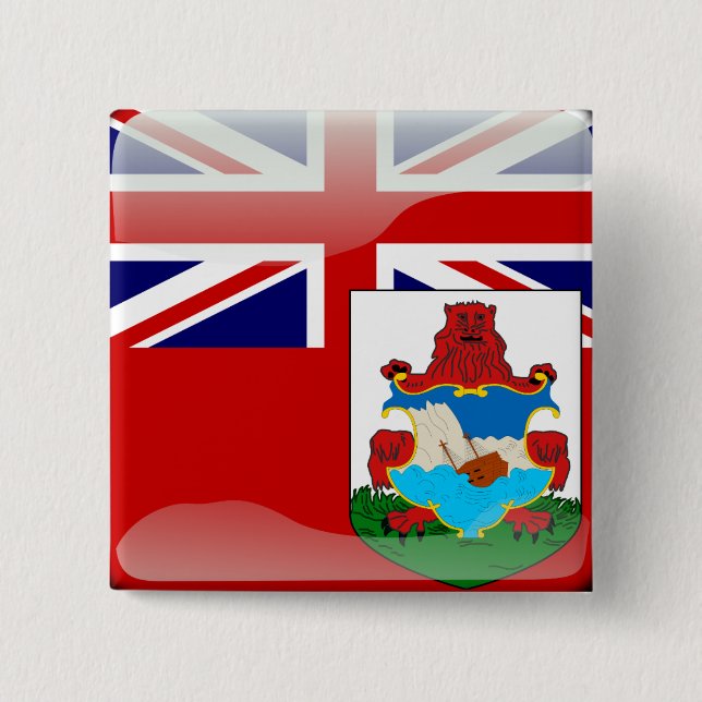 Bermudian glossy flag 15 cm square badge (Front)