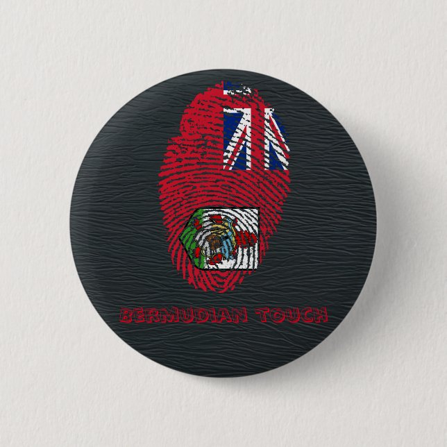 Bermudian touch fingerprint flag 6 cm round badge (Front)