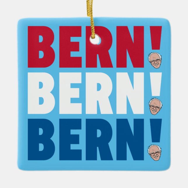 Bern Bern Bern Bernie Sanders Ceramic Tree Decoration (Front)
