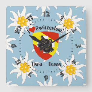 Bern Berne Berna Schweiz Suisse Svizra Uhr Square Wall Clock