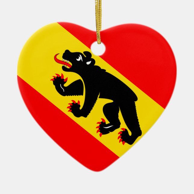 Bern Flag Heart Ceramic Tree Decoration (Front)