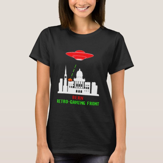 Bern Invasion Retro Gaming With Ufo T-Shirt (Front)