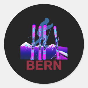 Bern Skiing And Snowboarding Retro 90s Bern Ski  Classic Round Sticker