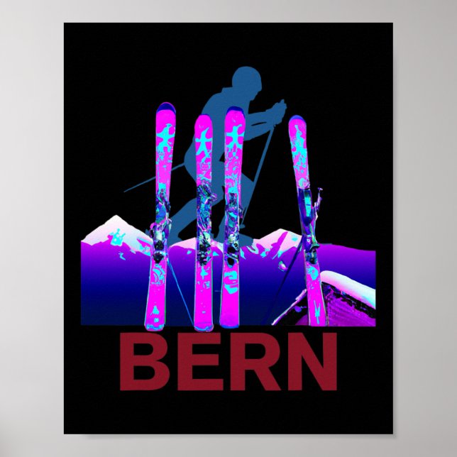 Bern Skiing And Snowboarding Retro 90s Bern Ski  Poster (Front)