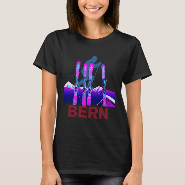 Bern Skiing And Snowboarding Retro 90s Bern Ski  T-Shirt (Front)