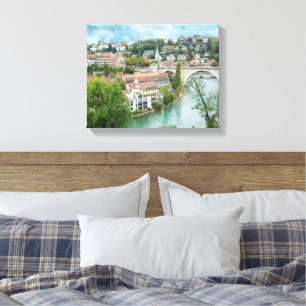 Bern Switzerland Aare River Photo Canvas Print