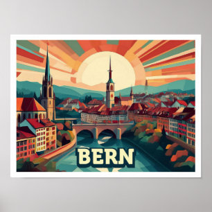 Bern Switzerland artistic colourful Poster